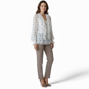 LA ROK Ruffled Boho Poet Blouse - Cascading Ruffles - Chain Detail - Women Small